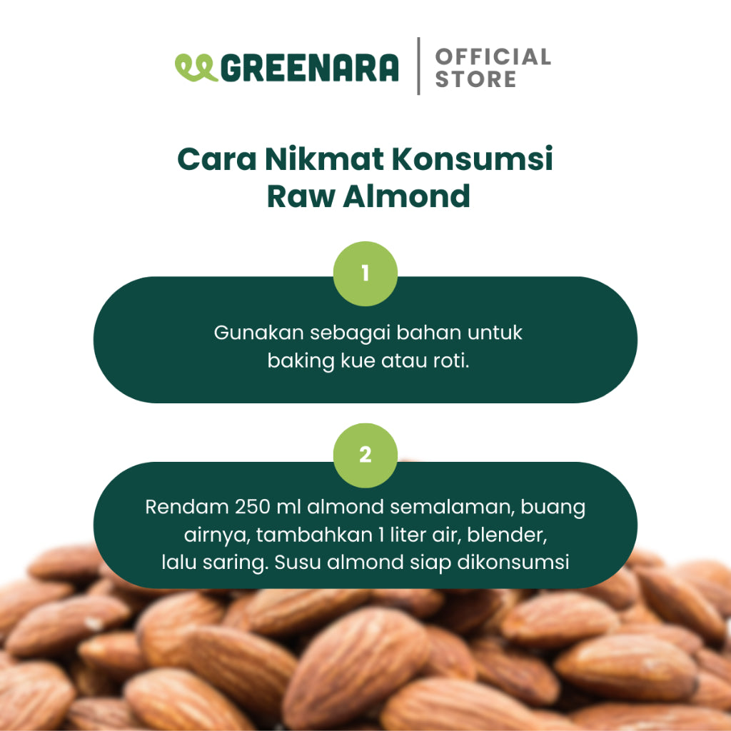 Greenara Kacang Almond Mentah 250gr / Raw Almond