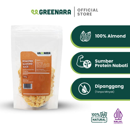 Greenara Kacang Almond Iris Panggang 100gr