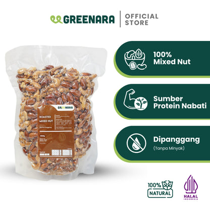 Greenara Kacang Campur Panggang 1kg / Almond, Mete, Kenari