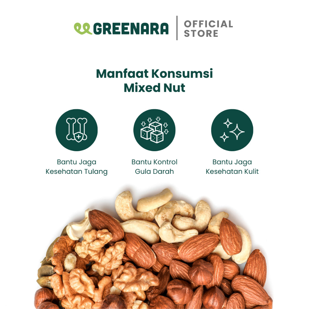 Greenara Kacang Campur Panggang 250gr / Almond, Mete, Kenari