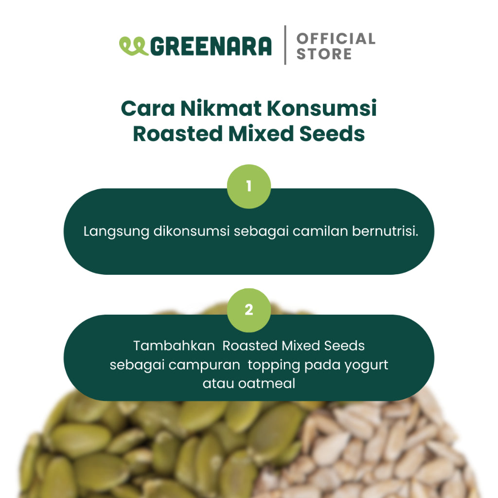 Greenara Roasted Seed Mix 1Kg (Biji Bunga Matahari, Biji Labu) / Kuaci & Biji Labu