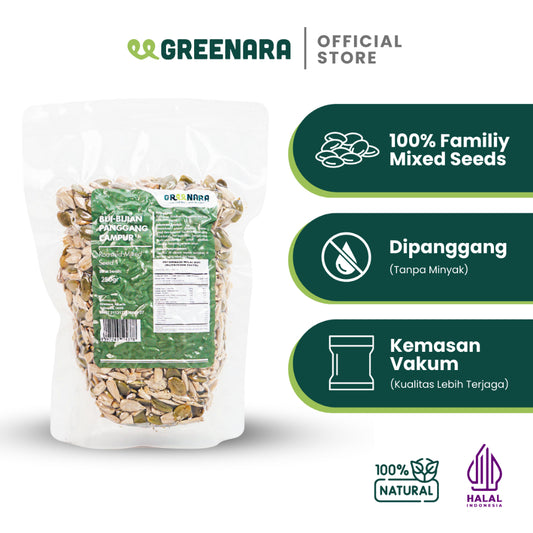 Greenara Roasted Seed Mix 250gr (Sunflower, Pumpkin Seed) / Biji Panggang Kuaci & Biji Labu