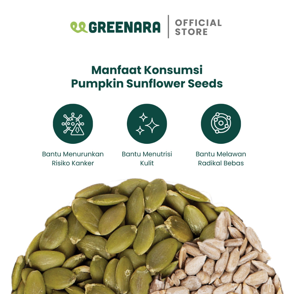 Greenara Roasted Seed Mix 250gr (Biji Bunga Matahari, Biji Labu) / Kuaci & Biji Labu Panggang