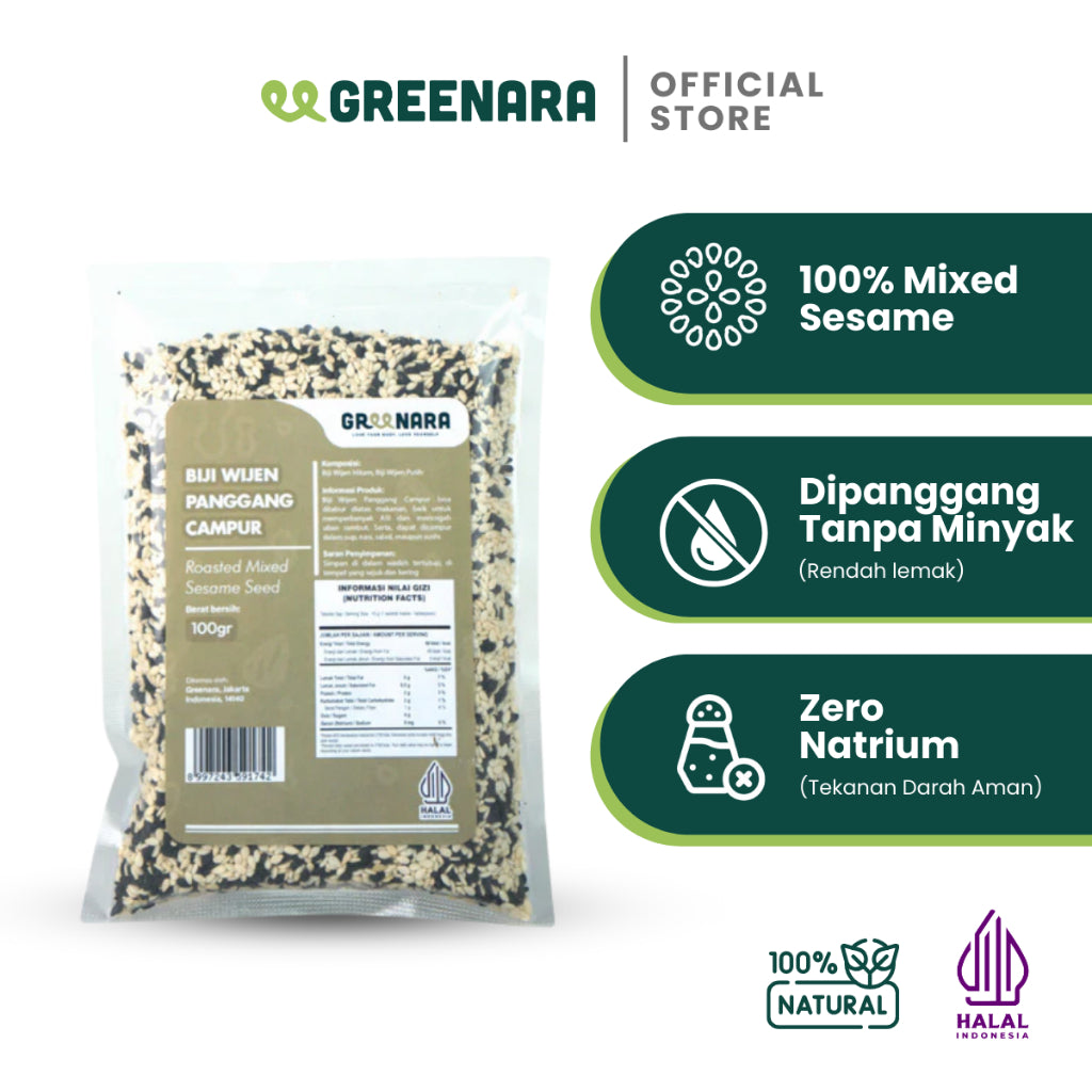 Greenara Wijen Panggang Campur 100gr / Roasted Mixed Sesame