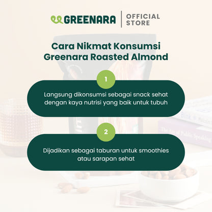 Greenara Natural Roasted Almond 120gr / Snack Kacang Almond Panggang Tanpa Perasa Tanpa Digoreng