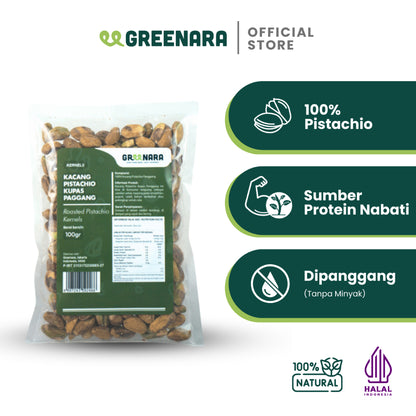 Greenara Kacang Pistachio Kupas Panggang 100gr / Roasted Pistachio Kernel