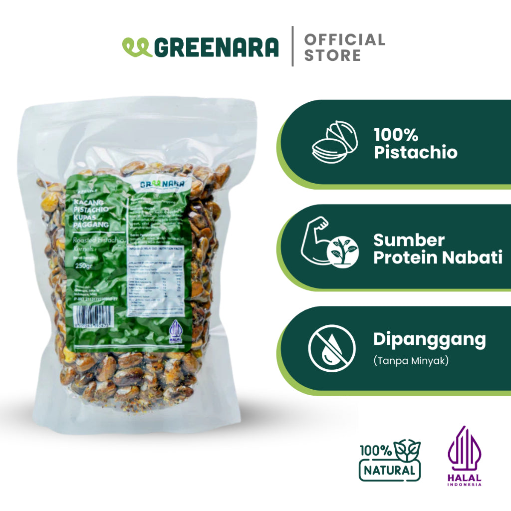 Greenara Kacang Pistachio Kupas Panggang 250gr / Roasted Pistachio Kernel
