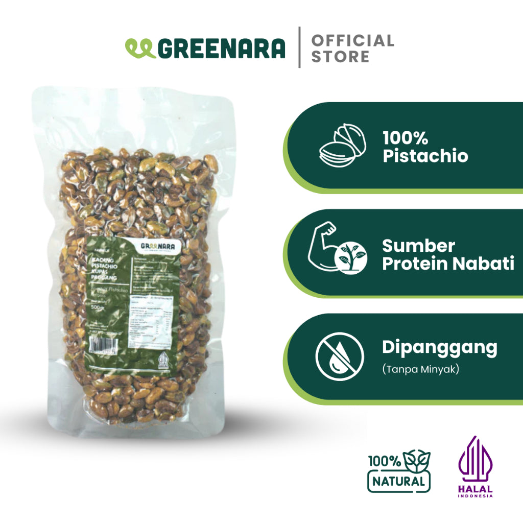 Greenara Kacang Pistachio Kupas Panggang 500gr / Roasted Pistachio Kernel