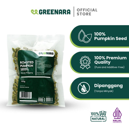 Greenara Natural Roasted Pumpkin Seed 100gr / Biji Labu Panggang Original (Tanpa Perasa)