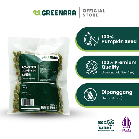 Greenara Natural Roasted Pumpkin Seed 100gr / Biji Labu Panggang Original (Tanpa Perasa)