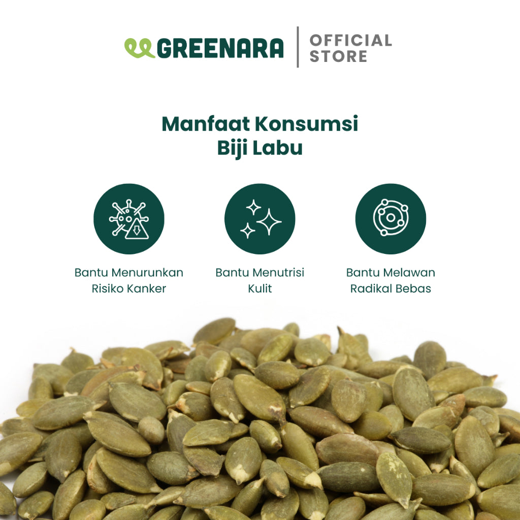 Greenara Natural Roasted Pumpkin Seed 100gr / Biji Labu Panggang Original (Tanpa Perasa)