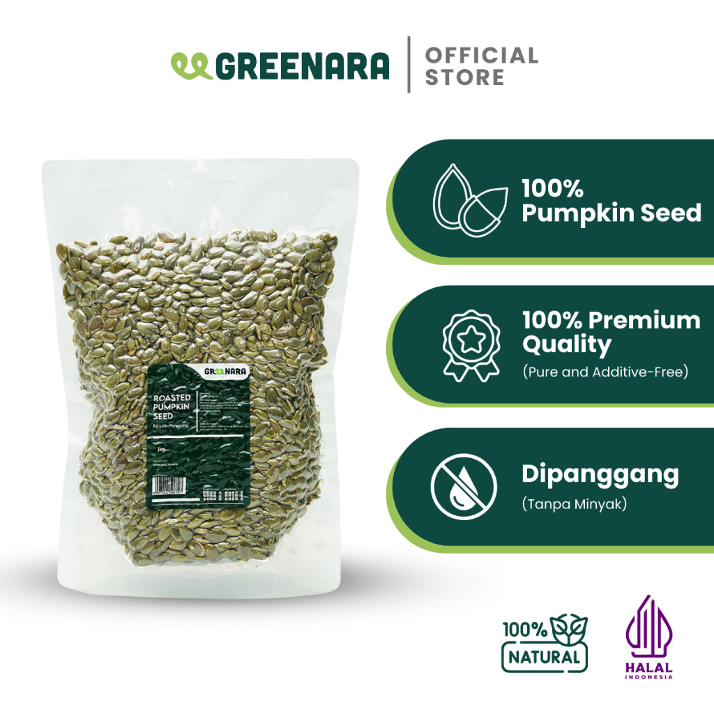 Greenara Natural Roasted Pumpkin Seed 1Kg / Biji Labu Panggang Original (Tanpa Perasa)
