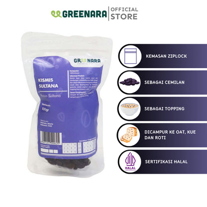 Greenara Kismis Hitam Sultana 100gr / Kismis Hitam Sultana