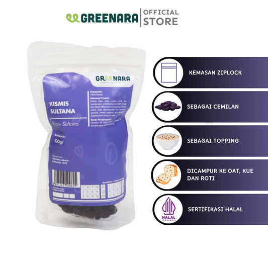 Greenara Kismis Hitam Sultana 100gr / Dark Raisin Kismis Sultana