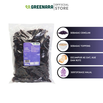 Greenara Kismis Hitam Sultana 1kg / Kismis Hitam Sultana