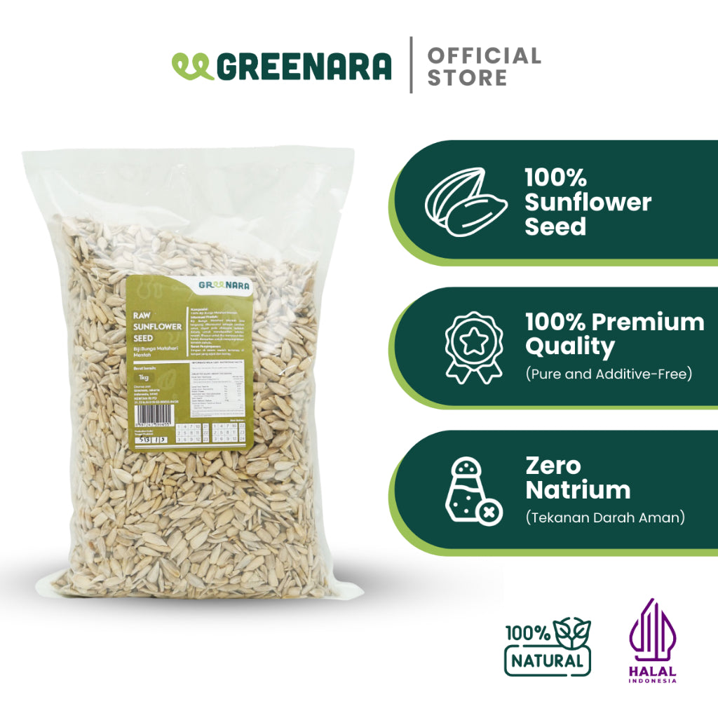 Greenara Natural Sunflower Seed 1Kg / Kuaci Kupas (Mentah)