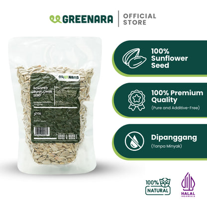 Greenara Natural Roasted Sunflower Seed 250gr / Kuaci Kupas Panggang / Snack Sehat