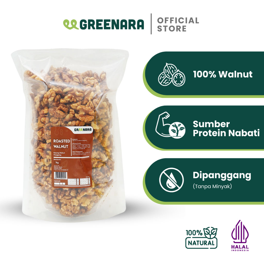 Greenara Kacang Walnut Panggang 1Kg / Roasted Walnut