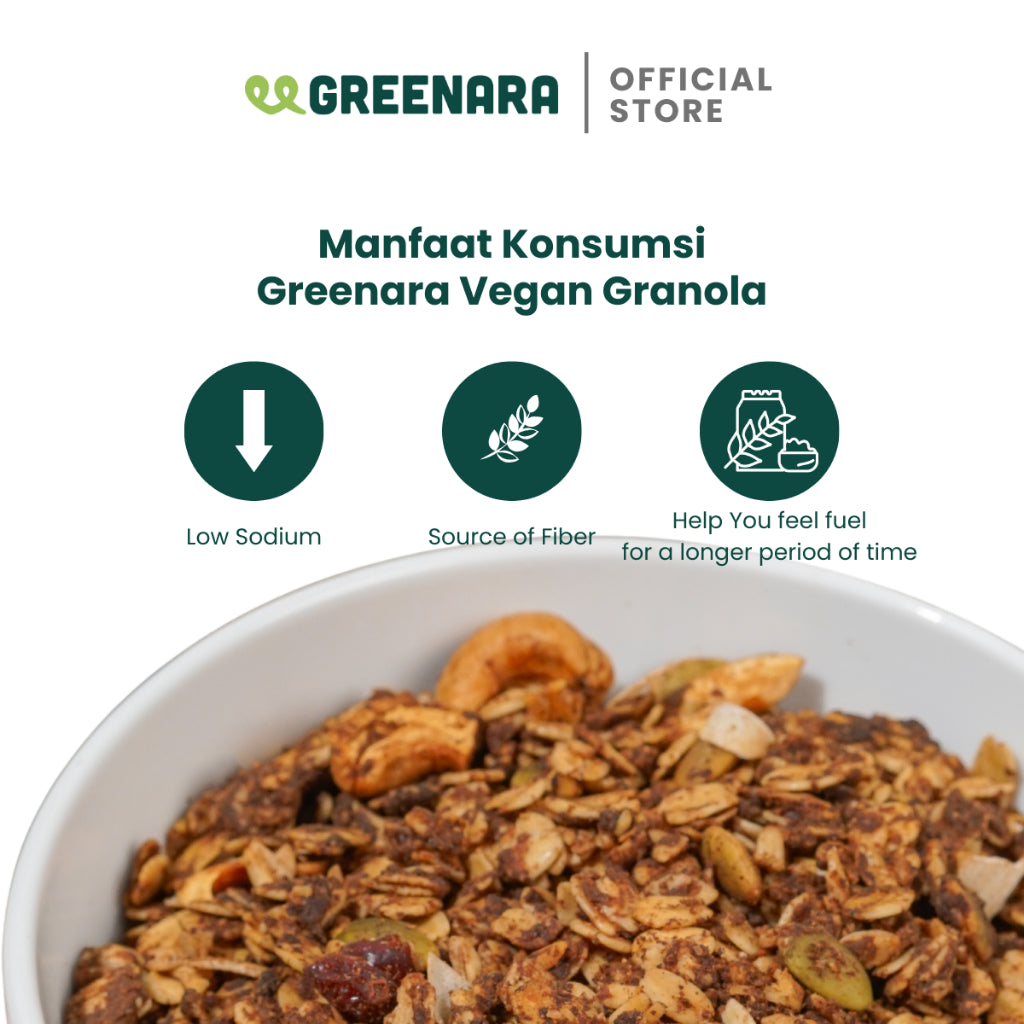 Greenara Vegan Granola / Camilan Sehat (160-180kkal/saji)