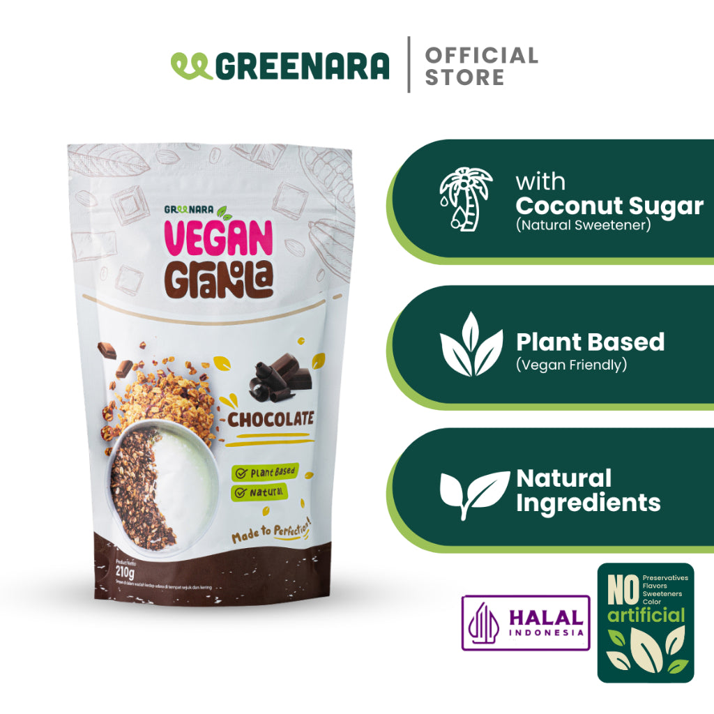 Greenara Vegan Granola / Camilan Sehat (160-180kkal/saji)