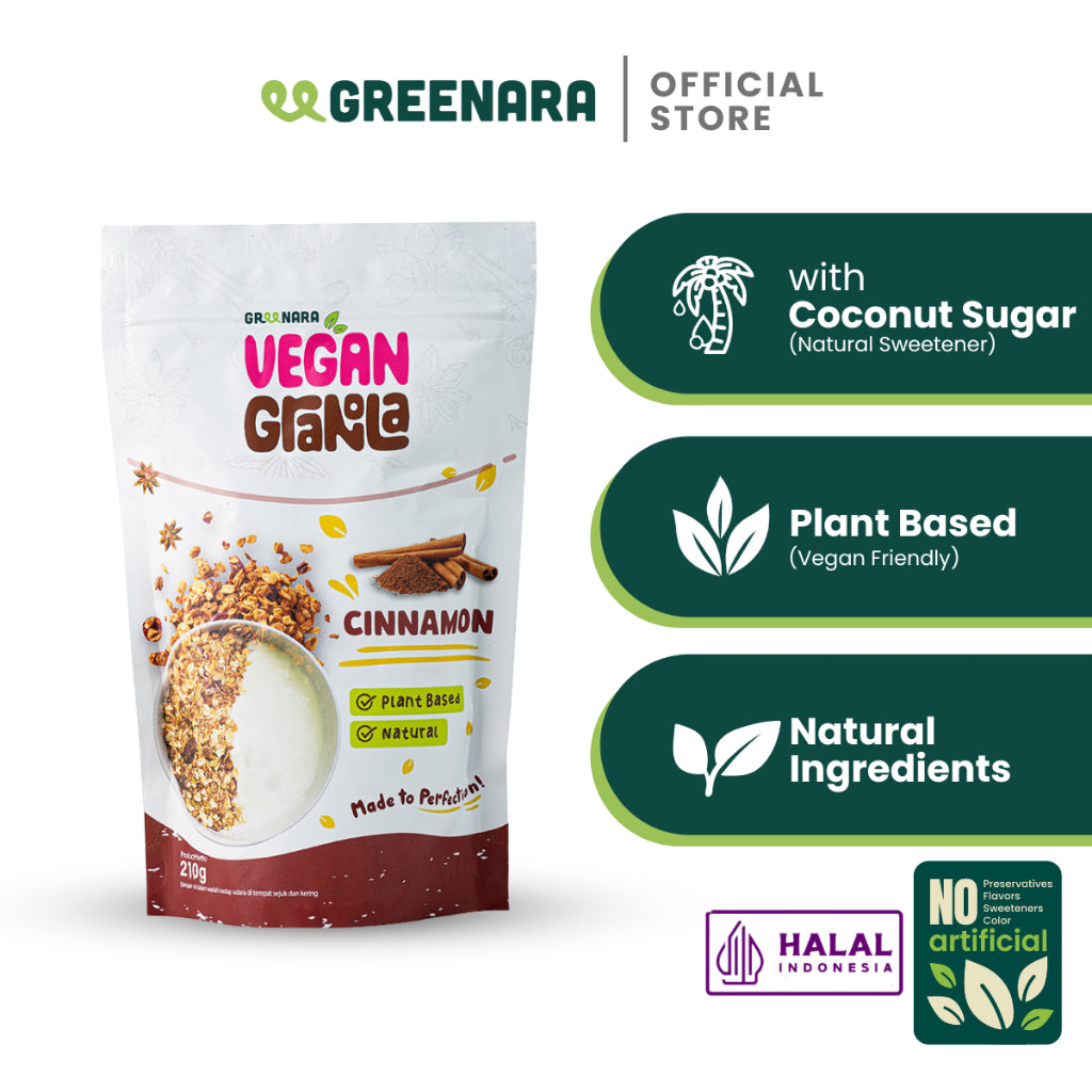 Greenara Vegan Granola / Camilan Sehat (160-180kkal/saji)