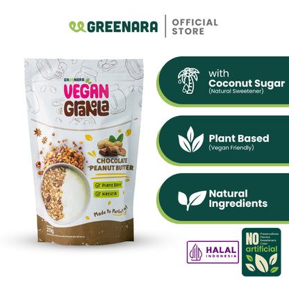 Greenara Vegan Granola / Camilan Sehat (160-180kkal/saji)