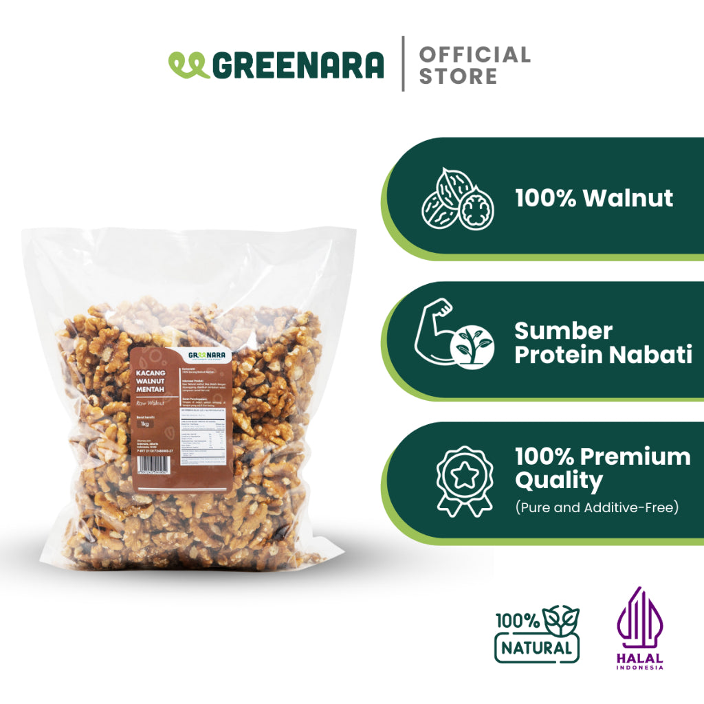Greenara Kacang Kenari Mentah 1Kg / Raw Walnut